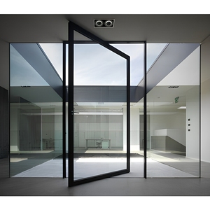 Modern Heavy-Duty Aluminum Pivot Doors With Double Glass Soundproof Finished Surface For Villa & Hotel Entrance