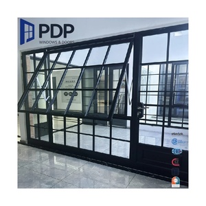 PDP Luxury Stainless Steel Invisible Louver Tempered Double Glazed Aluminum Awning Windows