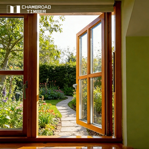 Custom Made Solid Modern Wood Casement Window Premium Wood Frame windows