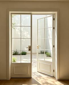 Waterproof Aluminum Anti-Theft French Door with Modern American Design White Frame Double Glazed Casement Door for Entry